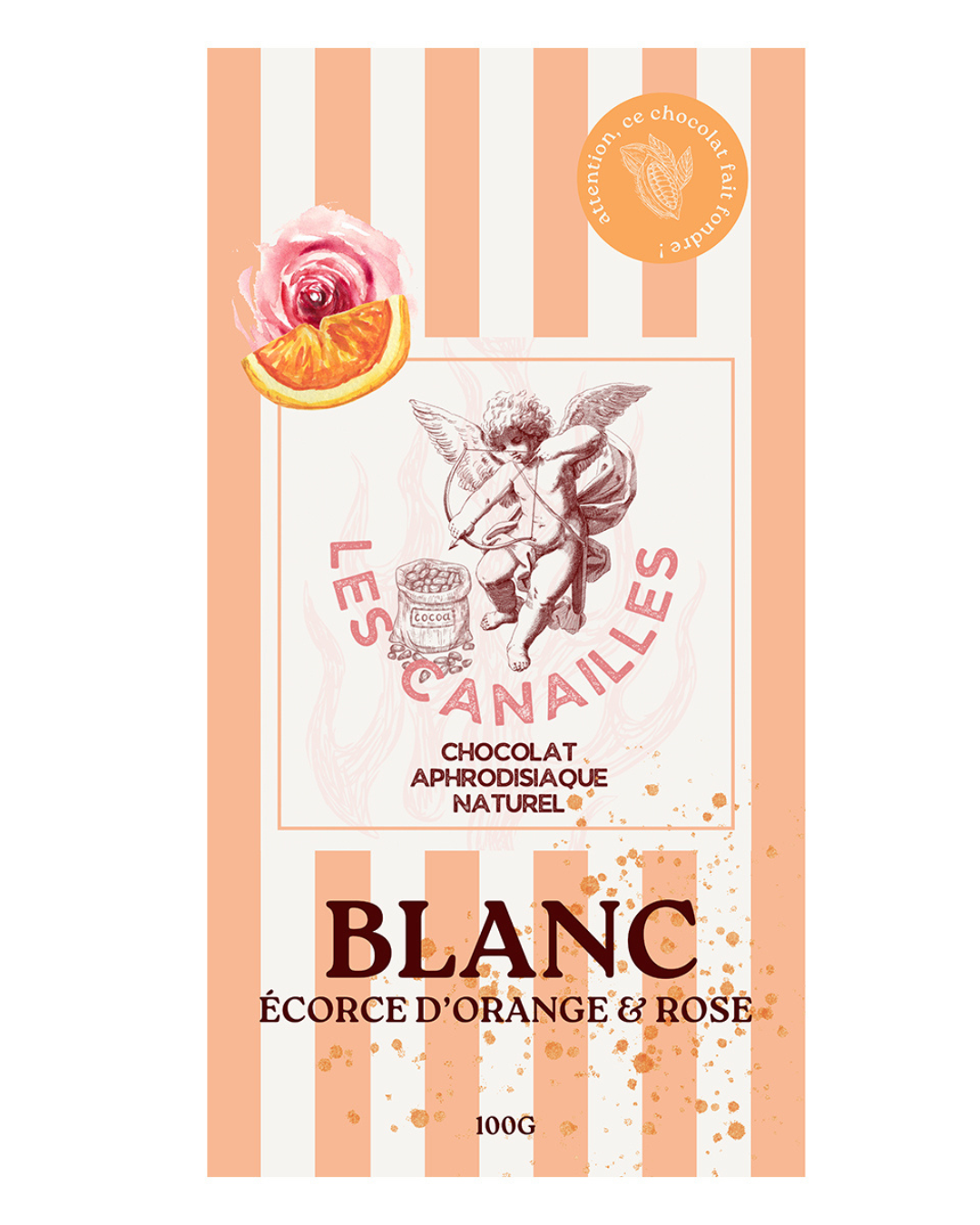Chocolat blanc- écorce d'orange et rose